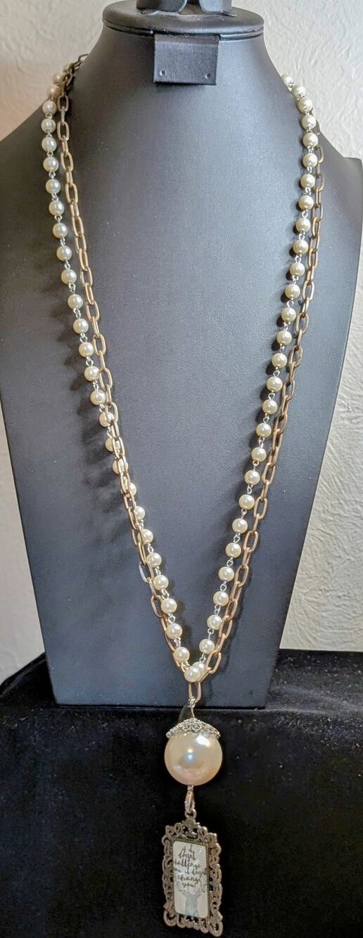 Plunder Designs Pearl Chain Boho 36" Long Pendant Necklace